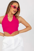 Top Rue Paris crop court en tissu côtelé rentré sur la tête parfaite pour l'été coton élasthanne femmes