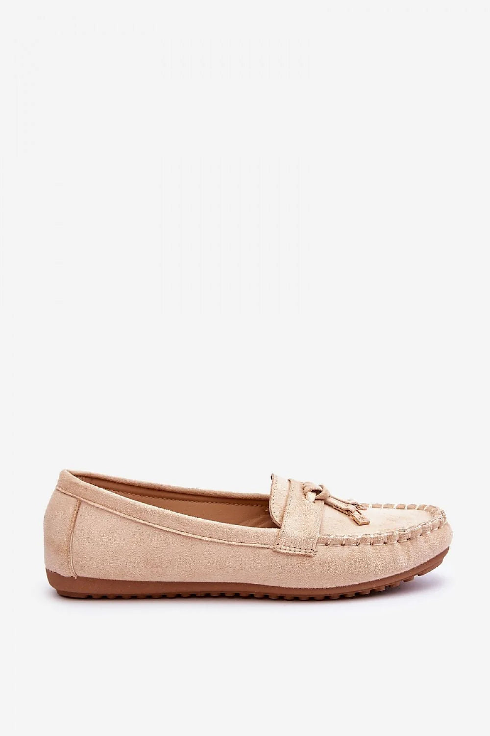 Moccasins femmes style classique suède écologique beige clair plateforme plateforme semelle caoutchouc confortable porté décontracté printemps été