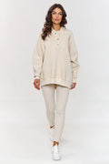 Tenue décontractée femme beige Makadamia sweatshirt oversize capuche leggings ajustés