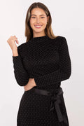 chemisier femme ajusté col roulé manches longues viscose polyester extensible strass scintillant noir élégant soirée habillé