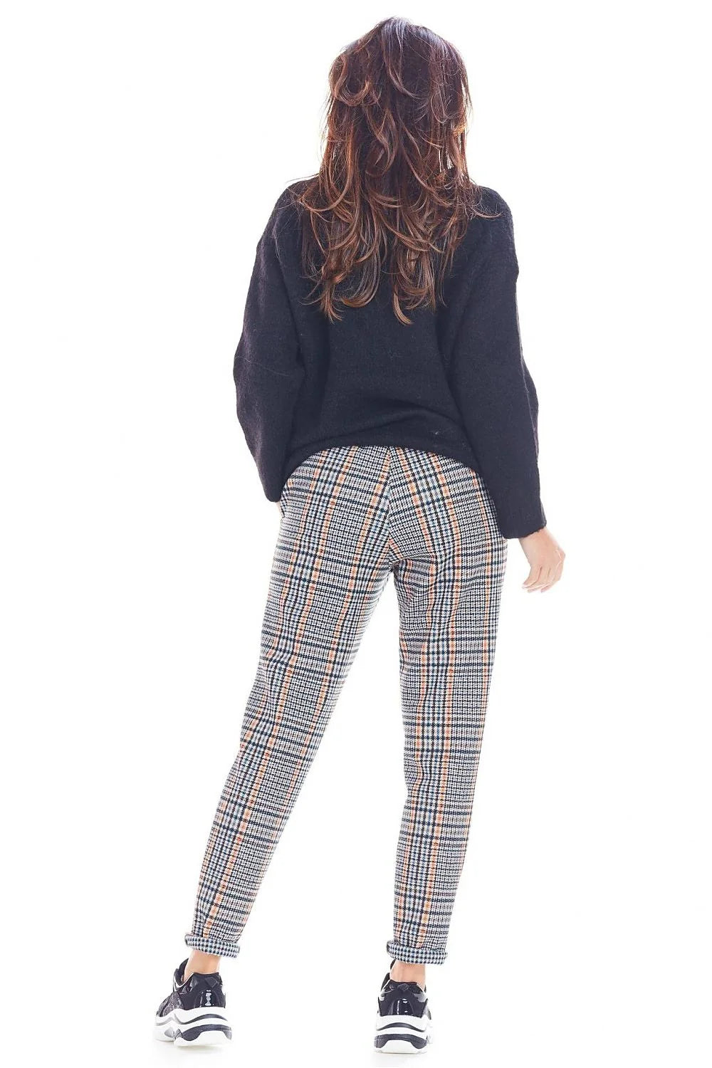 Pantalon femme à carreaux coton moderne élégance décontractée bureau urbain automne-hiver confort sûr
