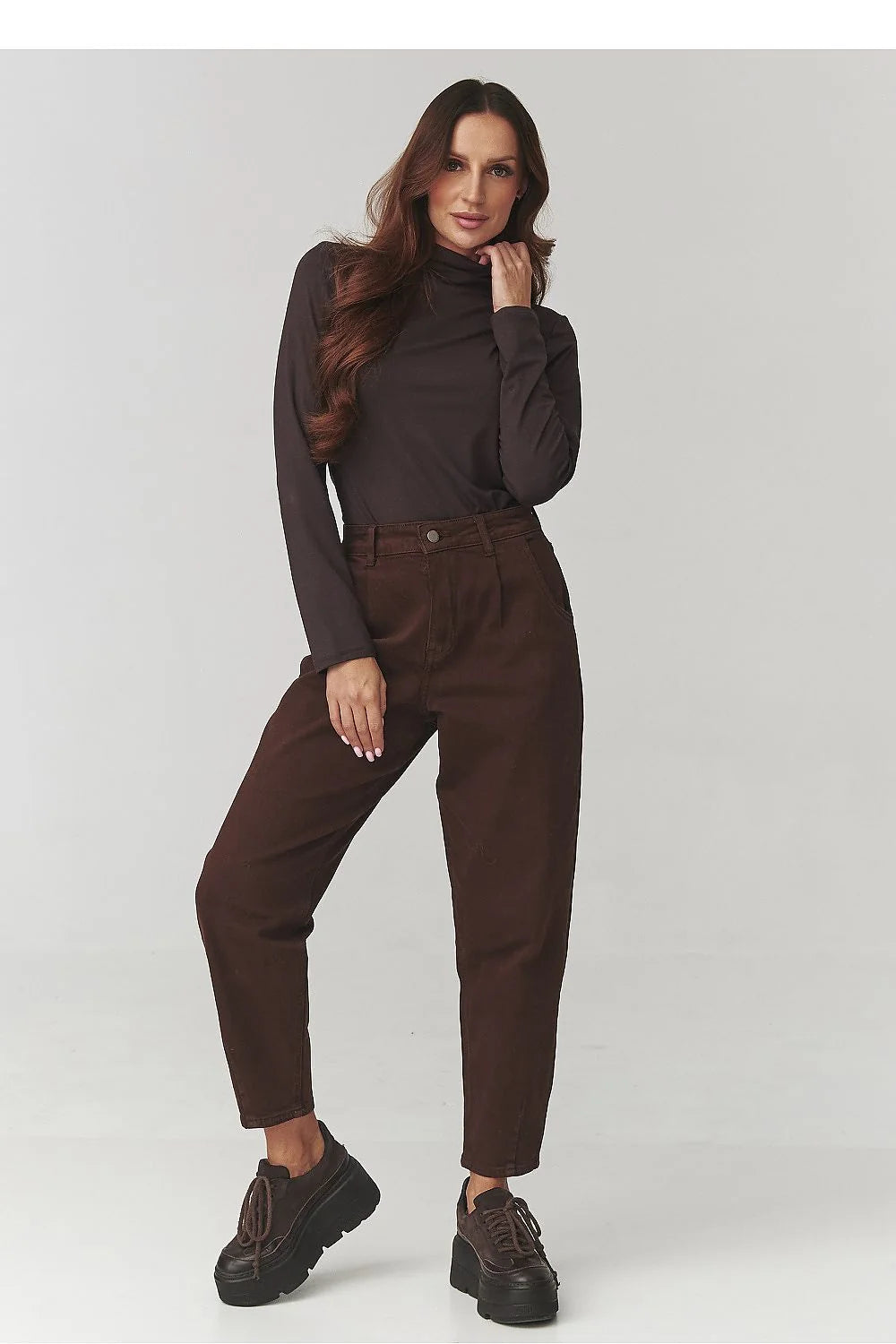 chemisier col montant manches longues maille jersey extensible douce ajustée taille unique viscose elasthanne fabriqué Italie minimaliste casualchic superpositions basique
