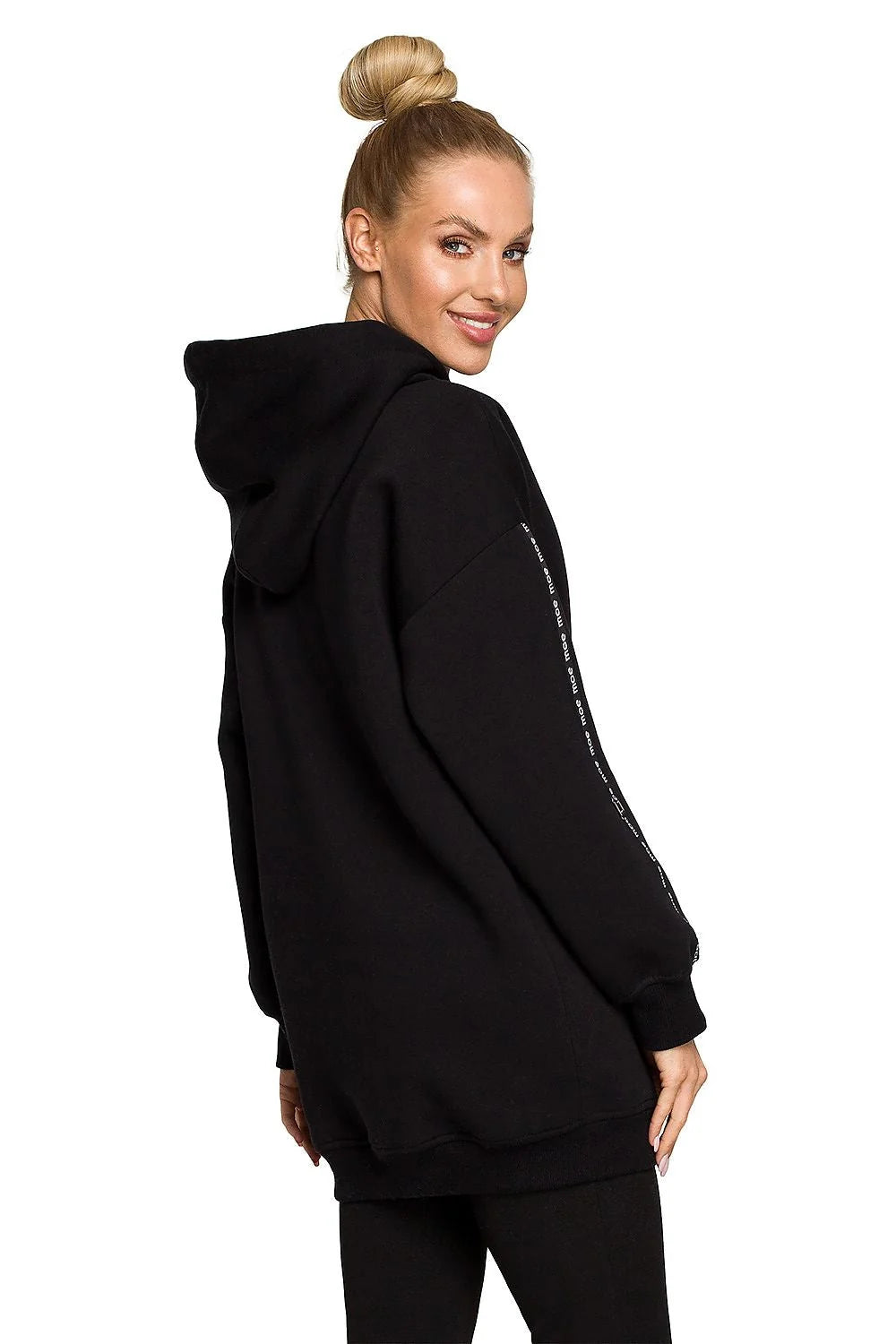 Sweatshirt Moe oversize capuche bleu femme confortable maille douce 90% coton 10% polyester manches larges poches latérales