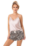 Pyjama femme satin dentelle animal print élastique taille ajustable confort style élégant détente nuit