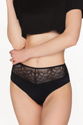 Strings Babell Culotte Taille Haute Microfibre Dentelle Noire Confort Élégance Soutien Invisible Élastique Femme