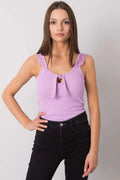 Chemise pour femme élégante avec décolleté en V dentelle couleur lavande taille ajustée tissu acrylique côtelé moderne polyvalente