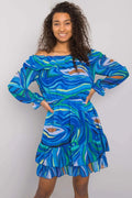 Robe de jour Italy Moda style espagnol décolleté Bardot manches longues élasthanne polyester viscose taille universelle 85 cm 92 cm
