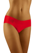 Culotte taille basse rouge microfibre stretch moderne élégante invisible sans coutures broderie sexy femme Wolbar