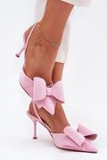 Escarpins femmes slingback talons hauts design raffiné nœud décoratif couleur rose pastel