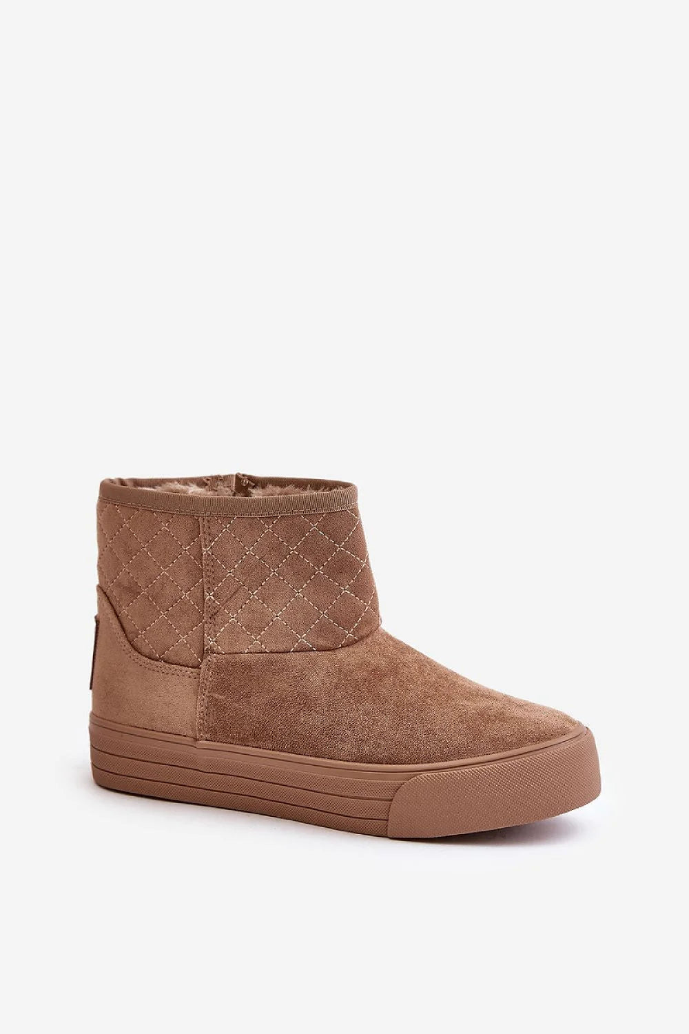 Bottes de neige pour femmes Step in style design moderne beige camel suédine matelassé fermeture éclair fourrure douce hauteur mi-mollet style casual hiver