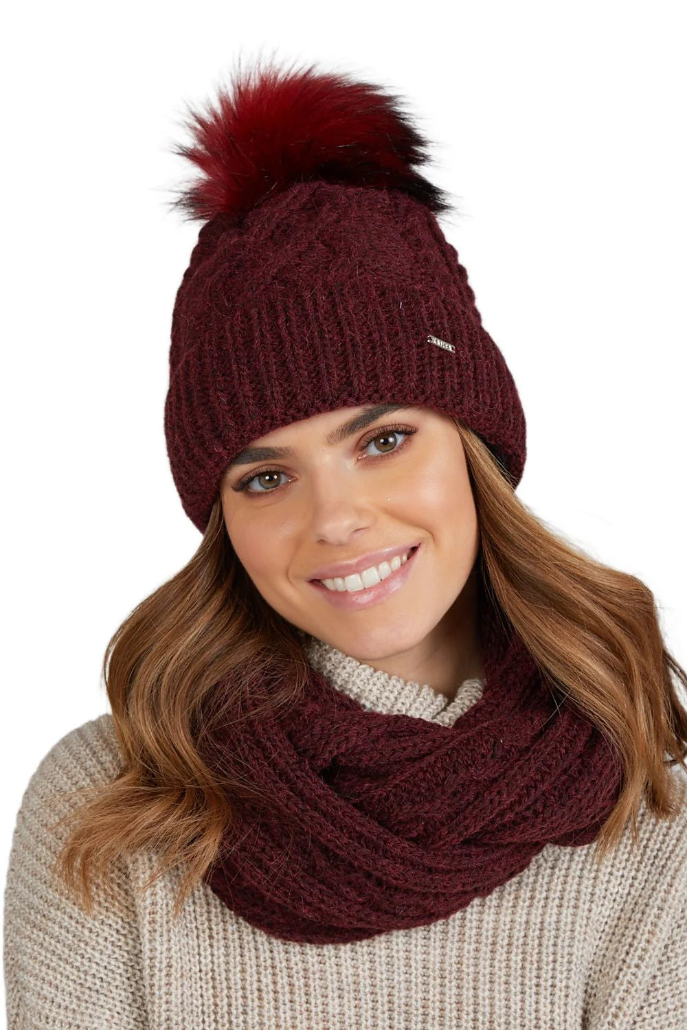 Bonnet d'hiver chic pour femme en laine haute qualité avec pompon moelleux style hivernal