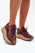 BigStar baskets femme sneakers chunky plateforme bordeaux daim cuir suédé oversize semelle crantée beige antidérapante matelassée respirante recyclée amortissante