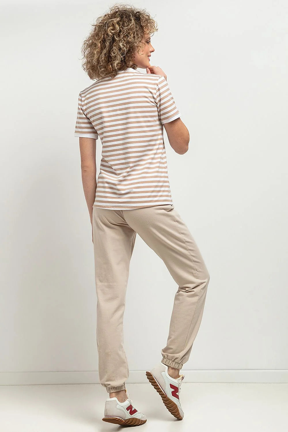 Chemisier Tessita rayé en V ajusté en coton élasthanne certifié OEKO-TEX Standard 100 pour femme