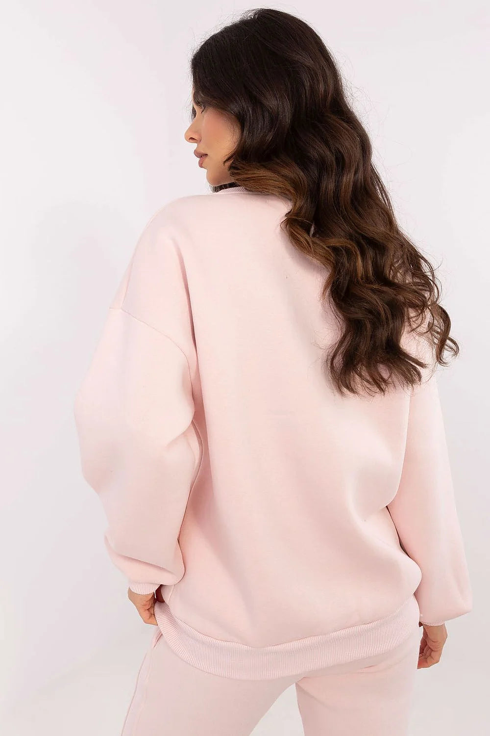Sweatshirt femme Boston Massachusetts université ensemble Casual couleur rose pâle tissu coton maille côtelée taille élastiquée pantalon assorti