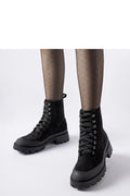 bottines femme rangers combat urbain noir suédine durable robuste confortable semelle crantée plateforme épaisse renfort caoutchouc œillets métalliques lacets larges