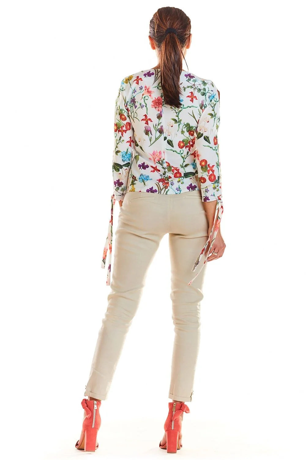 Chemisier en coton floral élégant sophistiqué pour femmes modernes bureau soirées manches décoratives silhouette sublime