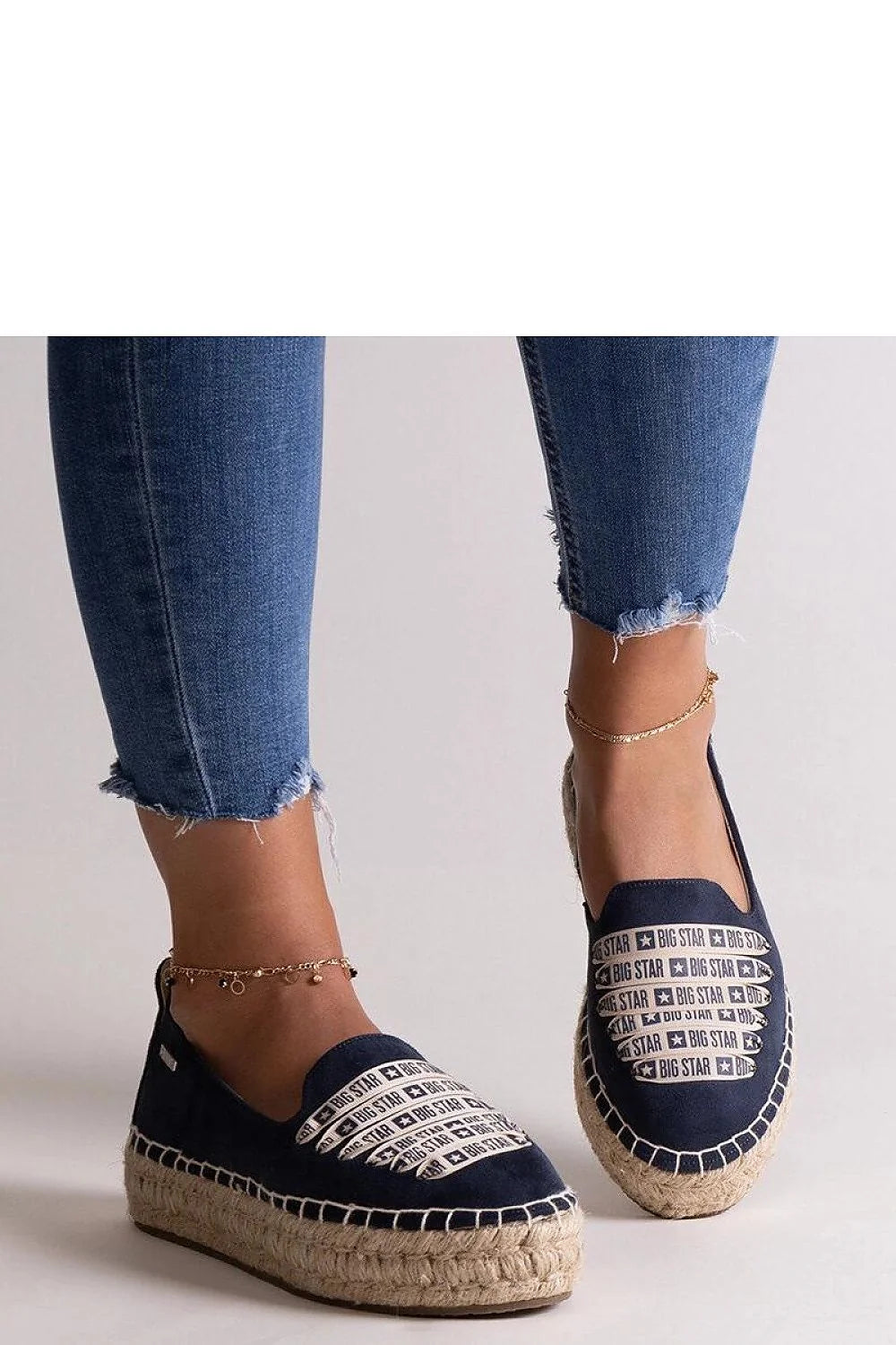 Espadrilles pour femme style décontracté semelle corde tressée bleu marine BIG STAR confortable été sandales mode