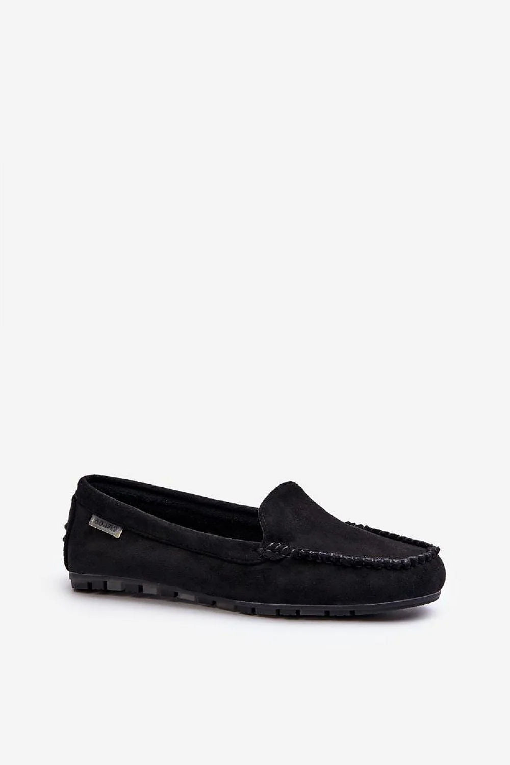 Mocassins femmes classiques cuir suédé éco-friendly noir confort semelle intérieure amortie plateau dos visible look épuré style intemporel quotidien