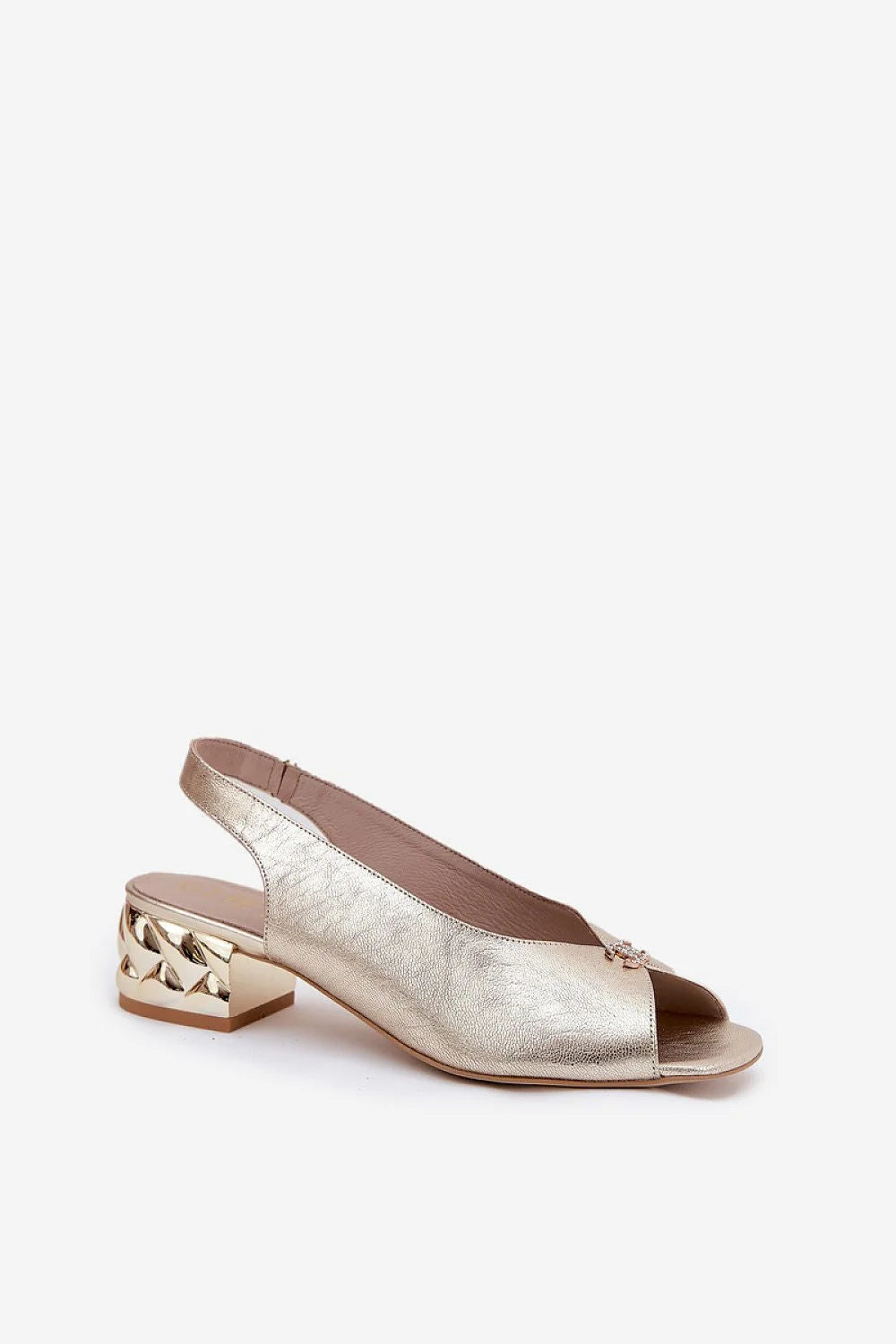 Sandales à talons Che Bello style slingback doré métallisé élégance moderne maintien bride arrière或nement nœud occasion festive soirée