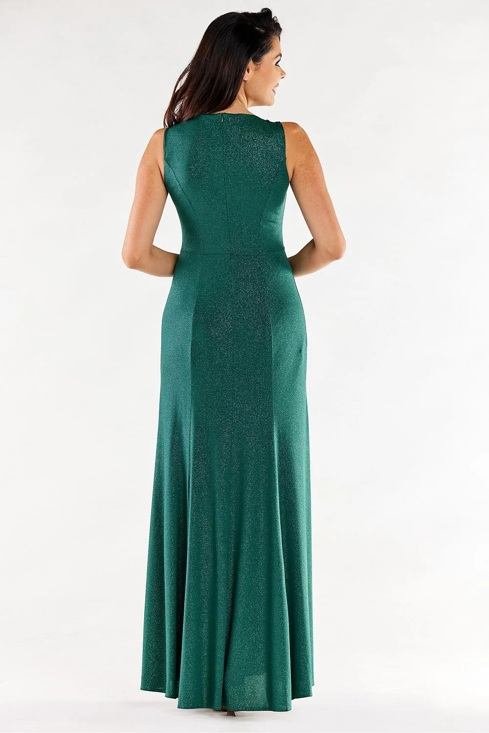 Robe longue élégante sans manches fentes avant couleur rouge vif matière élasthanne polyester femme