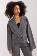 Veste Lakerta élégante pour femme en laine et coton coupe moderne manches longues gris chiné occasion professionnelle