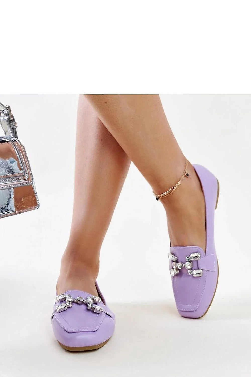 Mocassins pour femmes élégants design moderne violet lavande bout carré semelle plate confortable occasion spéciale