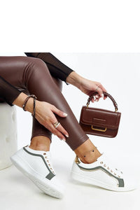 baskets Solea blanches kaki perforées cuir synthétique casual chic basses respirantes lacets caoutchouc dorées œillets semelle gomme confort urbain