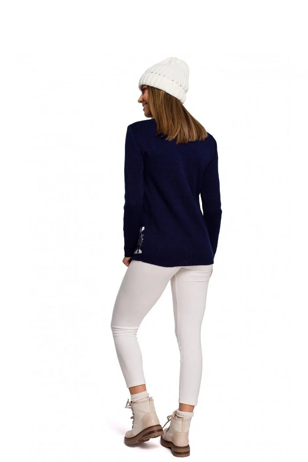 Pull de Noël tricoté acrylique festif amusant motifs rennes flocons neige parfait pour hiver