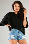 Chemisier amples pour femmes, manches larges, encolure ronde, 6 couleurs, coton 92% Lycra 8%, made in Pologne