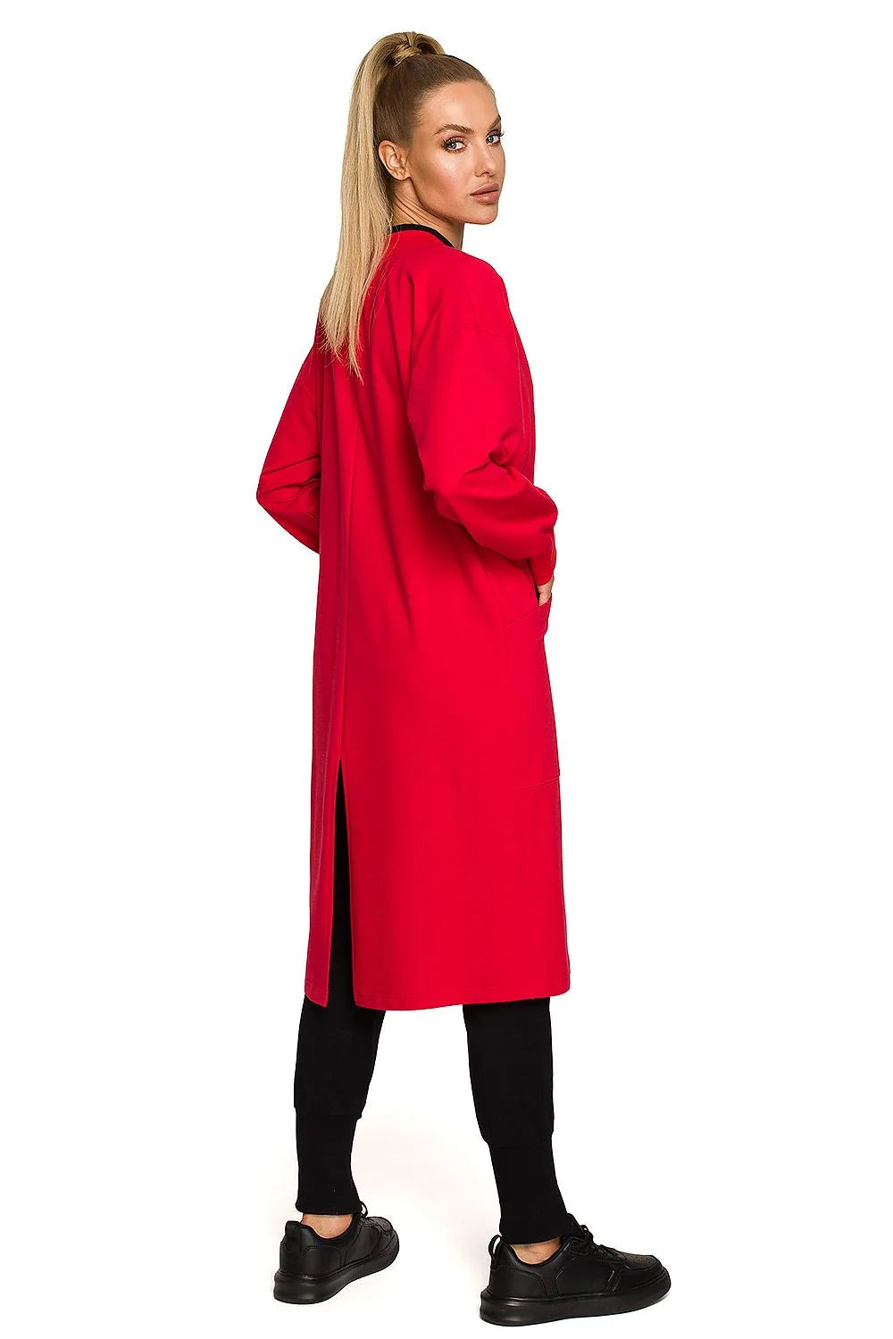 Manteau long pour femmes moderne décontracté coupe ample coton élasthanne beige clair poches latérales fermeture éclair femmes
