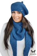 Béret d'hiver pour femme Kamea en bleu profond, laine mérinos, doublé polaire, style classique, accessoire chic et confortable