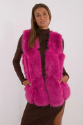 Gilet sans manches pour femmes en fausse fourrure rose vif style moderne audacieux coupe droite doublure intérieure confortable occasion quotidienne