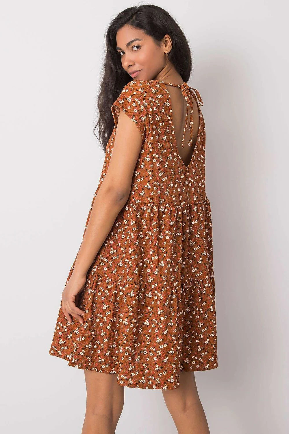 Robe de jour Stitch&Soul ample manches courtes encolure ronde motifs floraux jaune vif polyester élasthanne tailles S M L XL