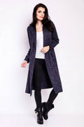 Cardigan long ample en laine bleu chiné élégant et confortable pour femmes modernes style décontracté chic