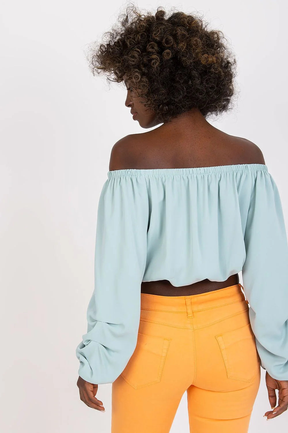 Chemisier à épaules nues style moderne manches longues en polyester 100% pour femmes été tendance Italie Moda