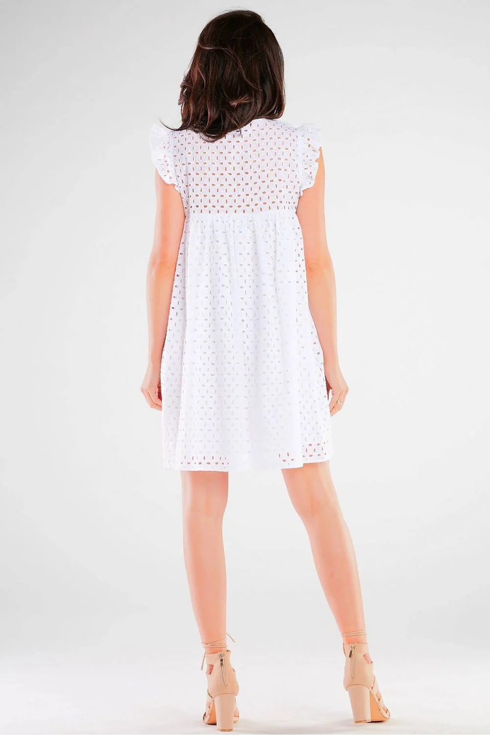 Robe de jour élégante sans manches en coton 100% avec volants sur les épaules taille ajustable robe noire pour femme