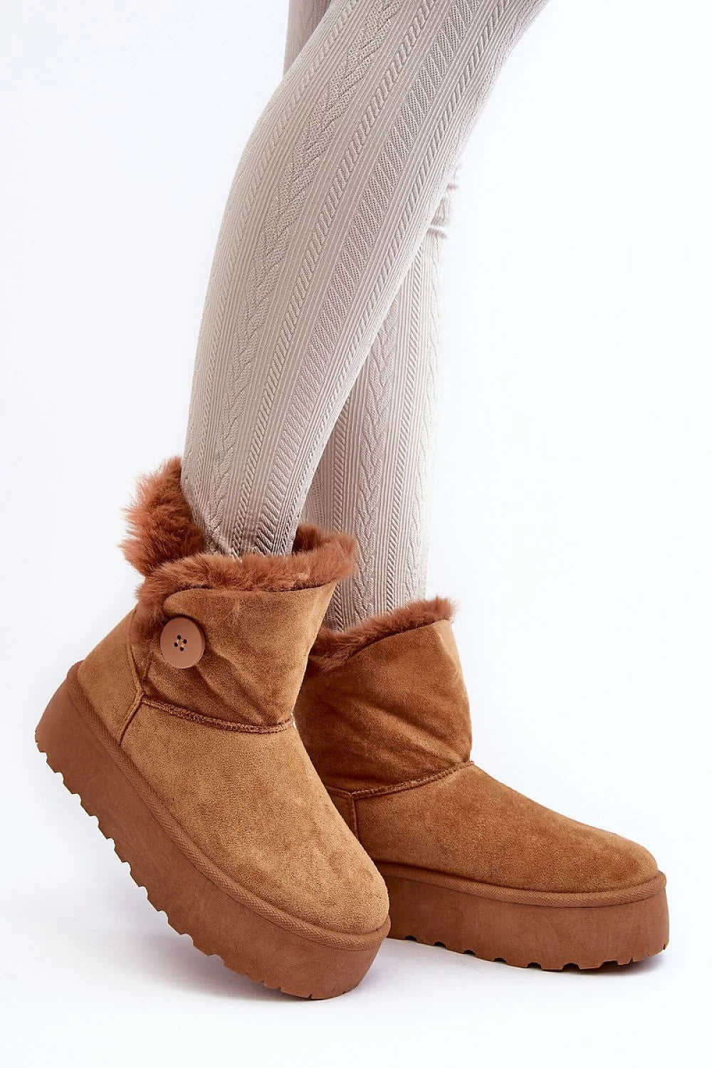 Bottes de neige pour femmes en suédine marron, fourrure, semelle épaisse, style moderne, confort, automne-hiver, mode, tailles 36-41