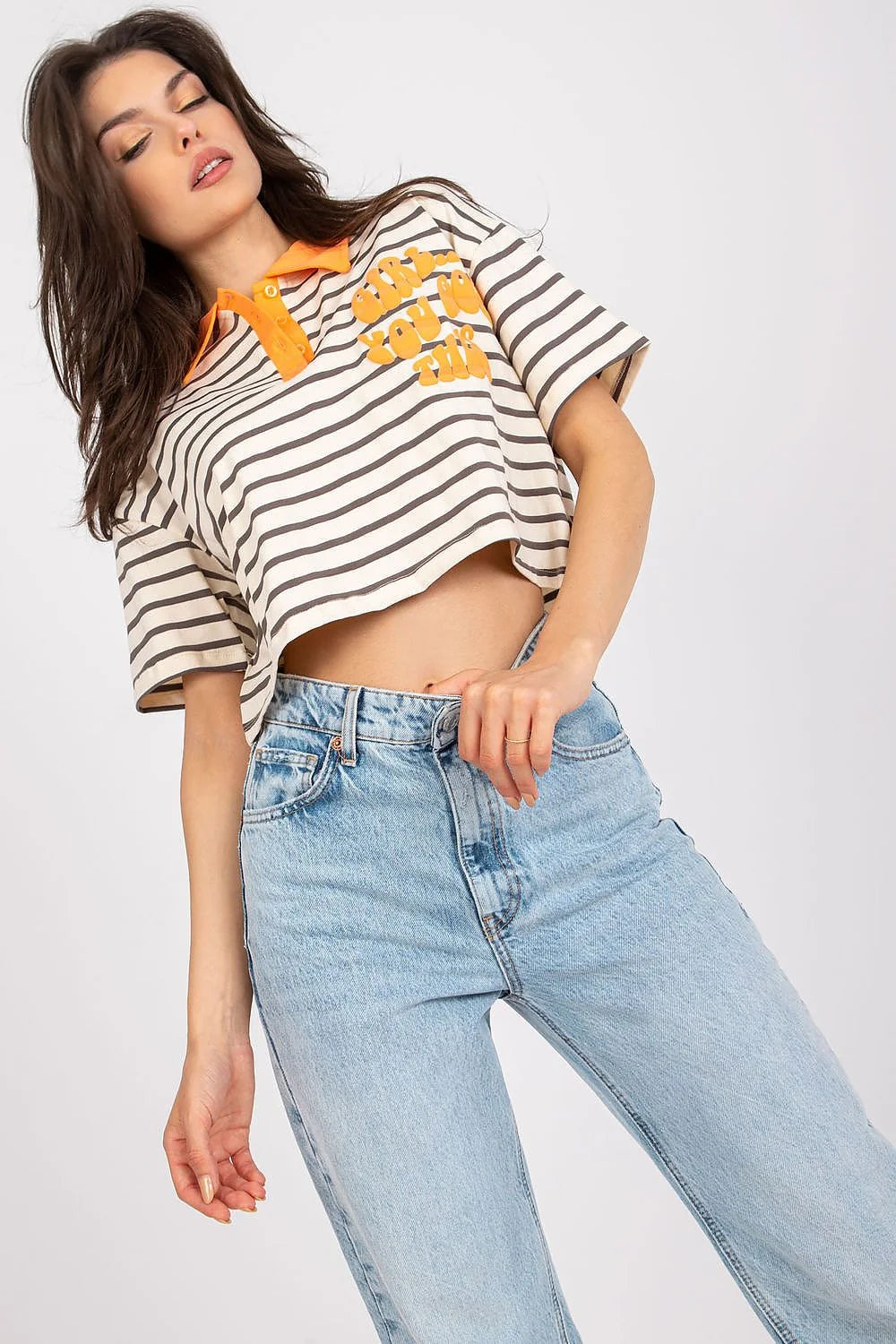 Haut et short en tissu rayé vert et blanc, coton élasthanne, style décontracté, crop top et taille haute, idéal pour été