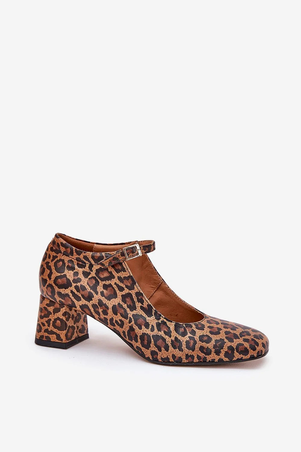 Escarpins talon bloc motif léopard élégance confort femmes cuir naturel ajustement parfait occasion spéciale style rétro