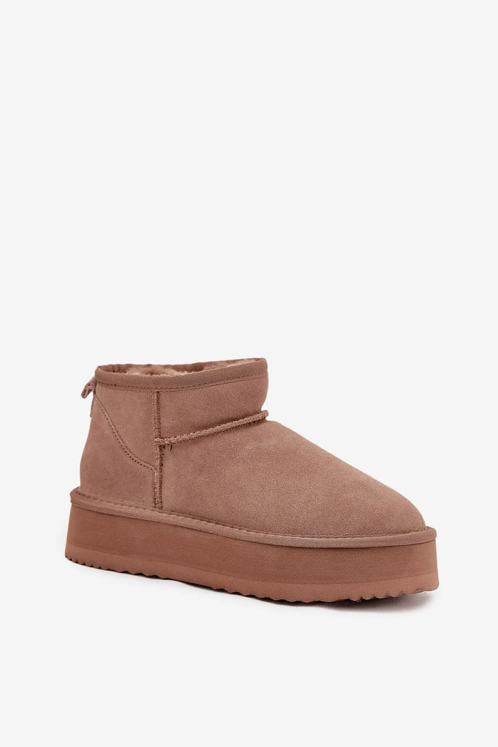 bottes femme Vinceza daim naturel suédine taupe doublure fourrure épaisse légère enfilage facile plateforme haute semelle crantée adhérente bout rond