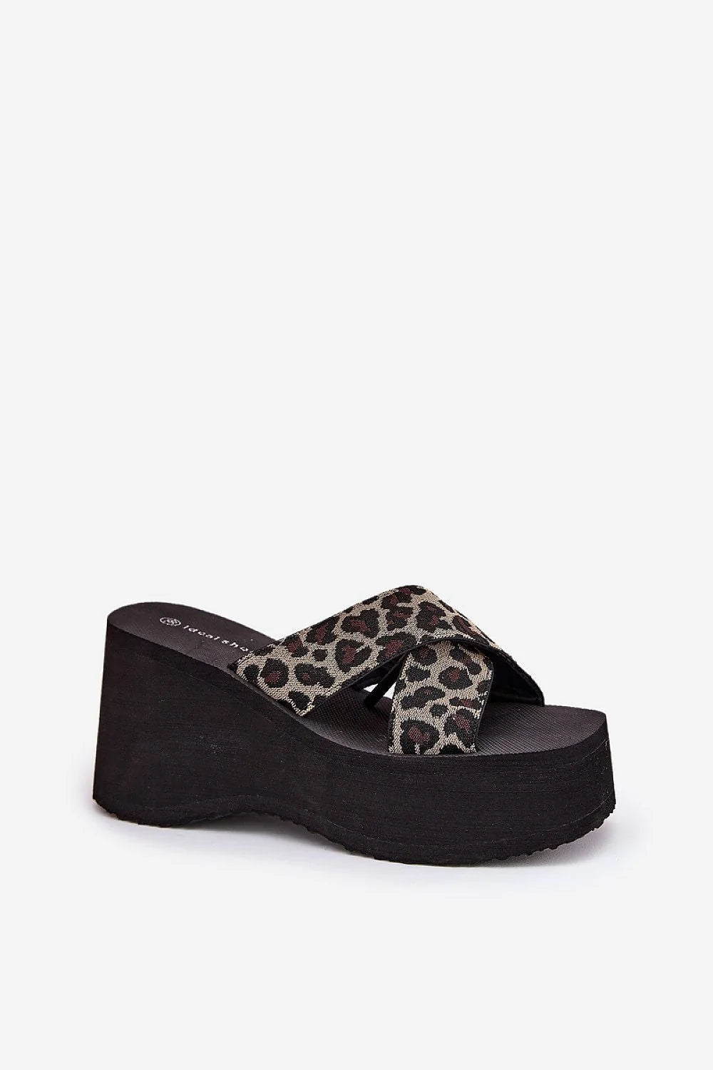 Sandales femmes platesforme talon compensé tissu animalier noir semelle piano 10cm été élégance style tendance