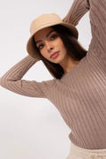 pull femme classique intemporel élégant manches longues encolure ronde maille côtelée chaud confortable viscose polyester nylon tailles S M L