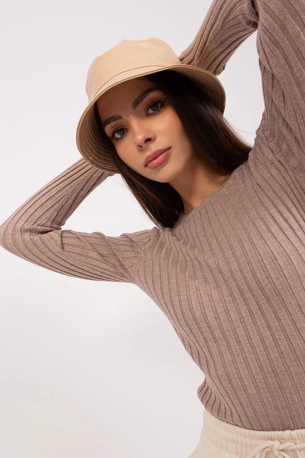 pull femme classique intemporel élégant manches longues encolure ronde maille côtelée chaud confortable viscose polyester nylon tailles S M L