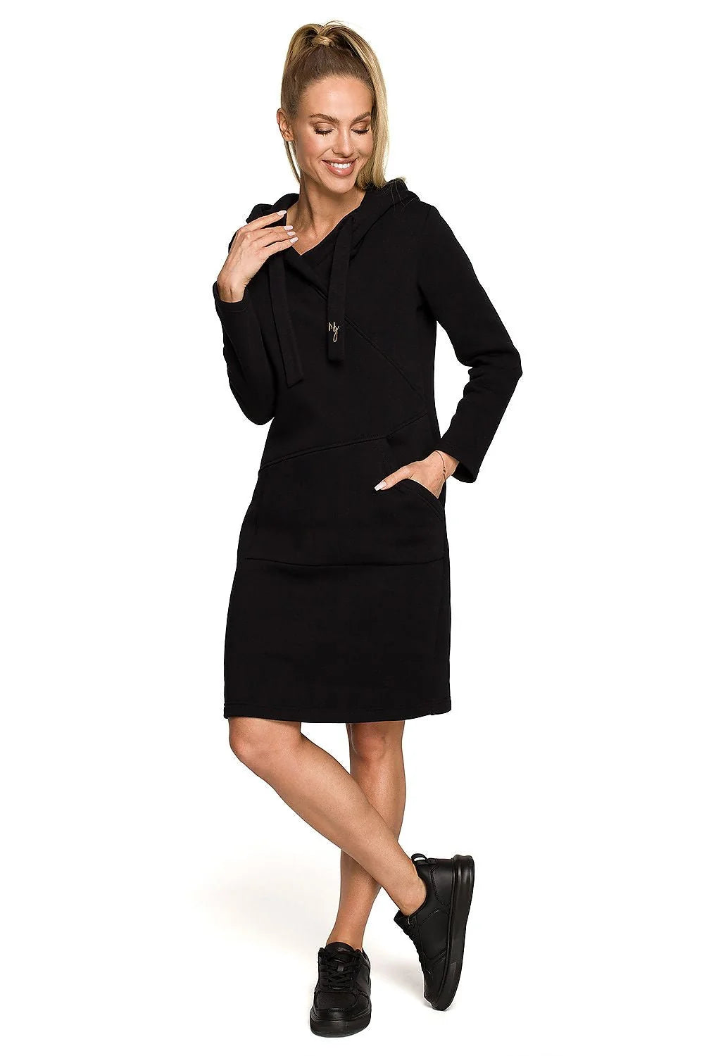 Robe de jour Moe pour femme style décontracté coupe droite capuche poches kangourou matière douce polyester coton confort