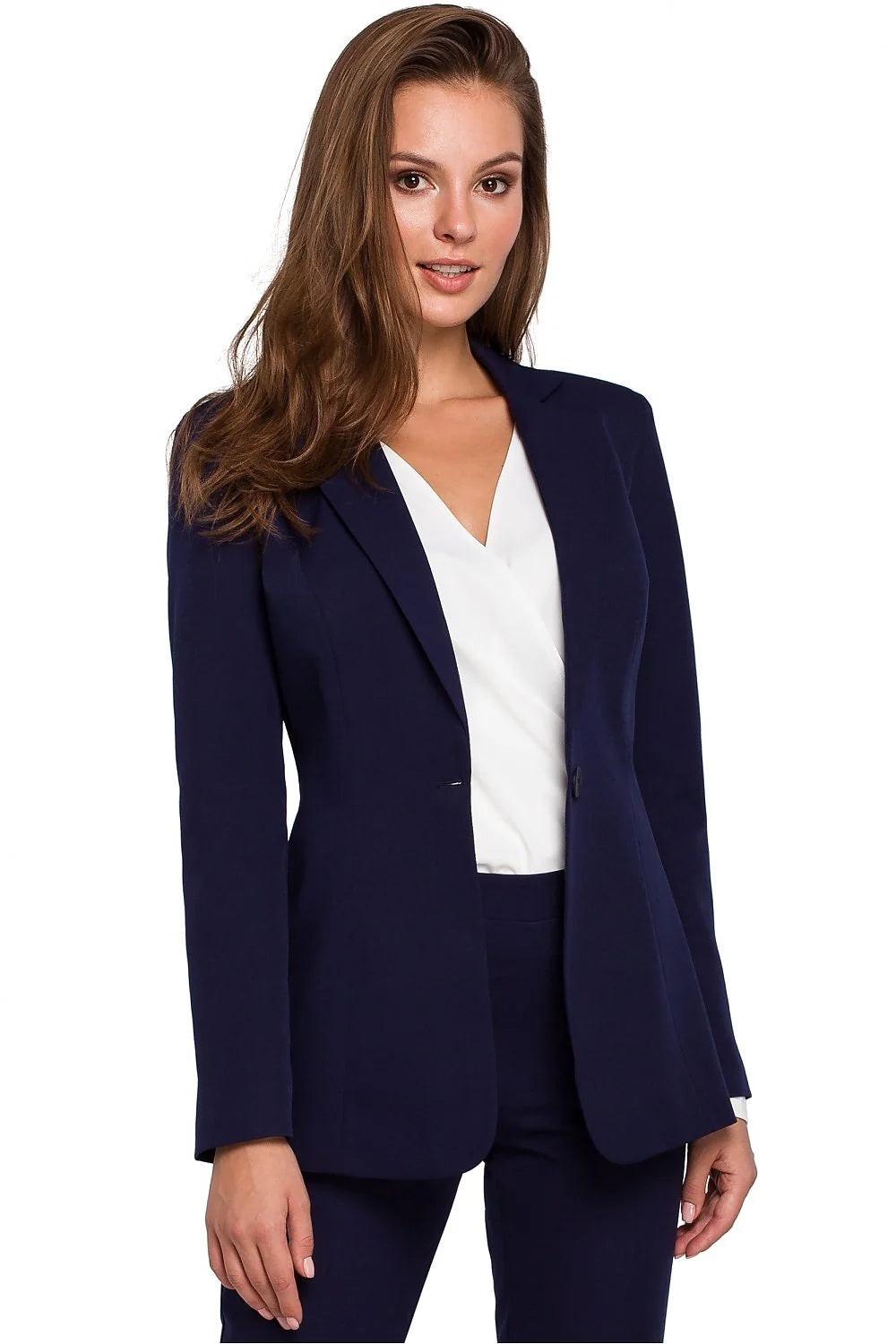 Blazer femme polyester élégant coupe ajustée gris clair tenue professionnelle bureau mode chic polyvalente