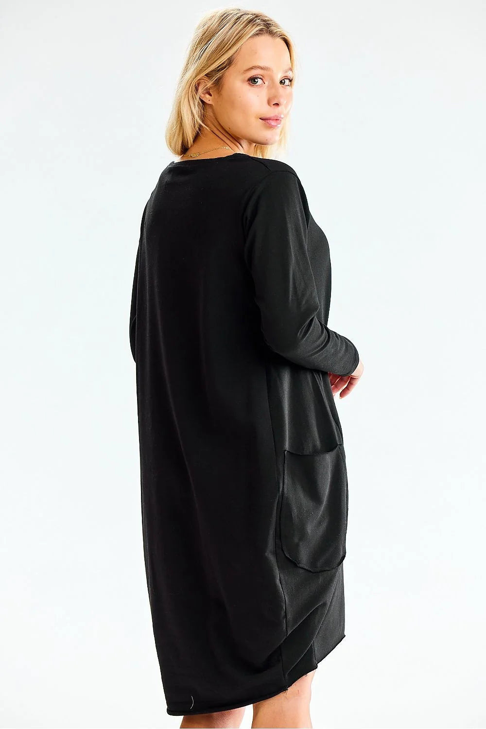 Robe de jour Infinite You ample manches longues poches latérales coton polyester élégance confort taille ajustable longueur midi femme