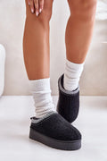 bottes neige femme fourrure mouton moderne plateforme confortable bouclé sherpa noir zigzag bordure blanche mule antidérapante
