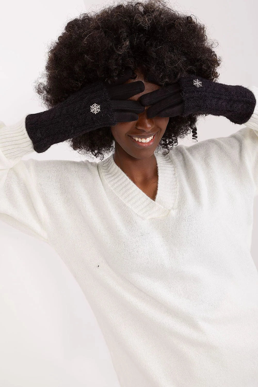 Pull et gants hiver femme ensemble mode confortable sweater tricoté longues manches oversize gants doux froid noire blanche