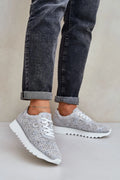 Chaussures de sport féminines modernes à perforations florales, low-cut, plateforme pailletée, cuir suédé naturel, style élégant, confort maximal