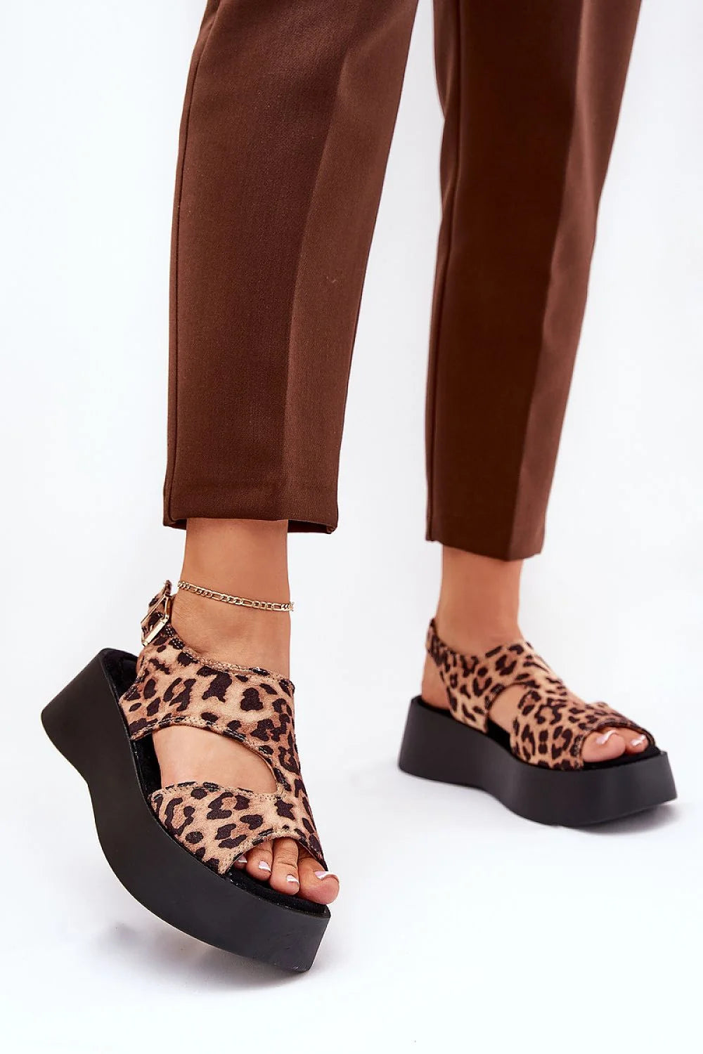 Sandales à plateforme style audacieux pour femmes, motif léopard, cuir écologique, confort tout le jour, été élégant